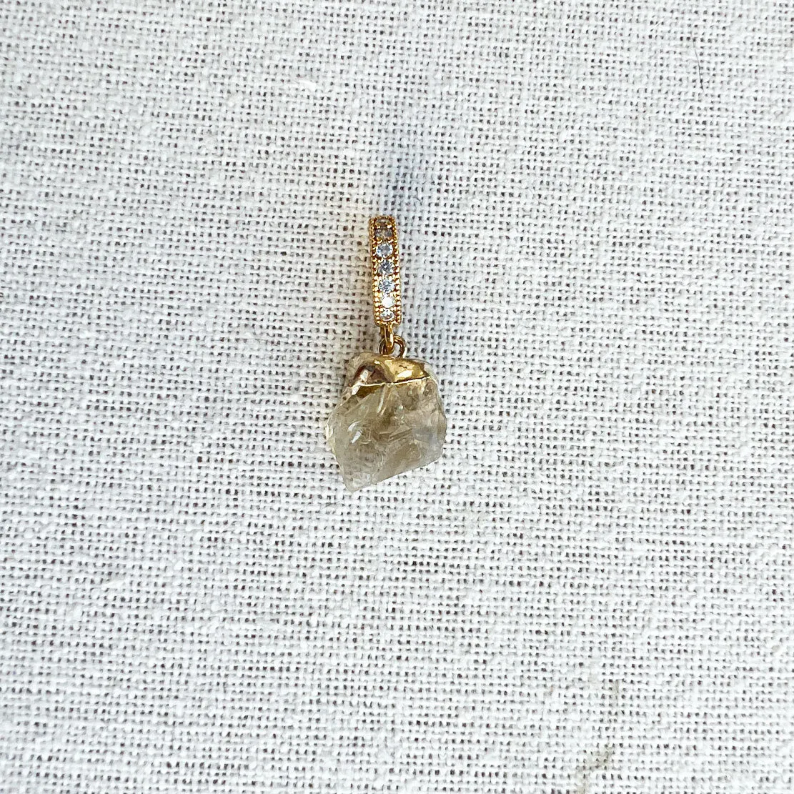 Citrine Pendant, Pave Connector Gold