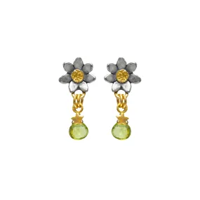 Classic Flower Stone Drop Earrings