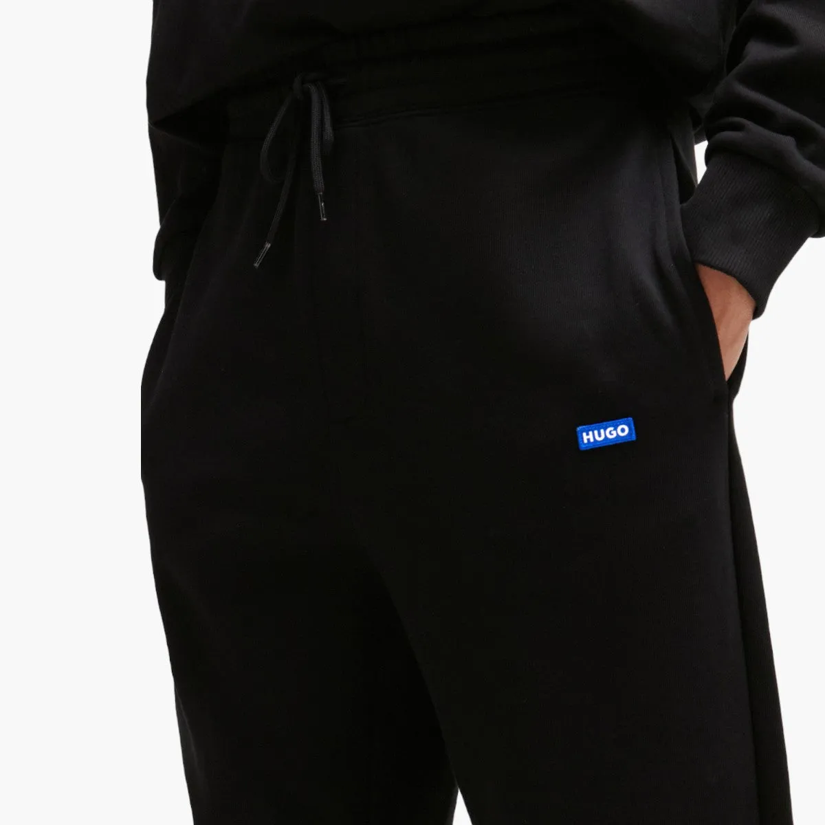 Cotton-Terry Tracksuit Bottoms With Blue Logo Patch