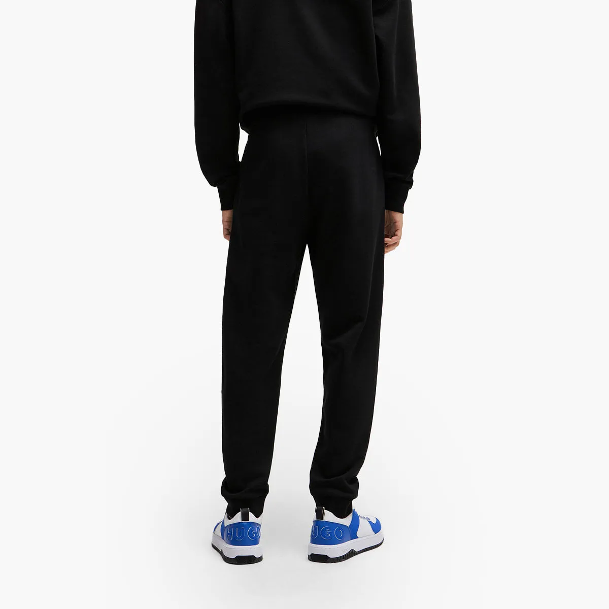 Cotton-Terry Tracksuit Bottoms With Blue Logo Patch