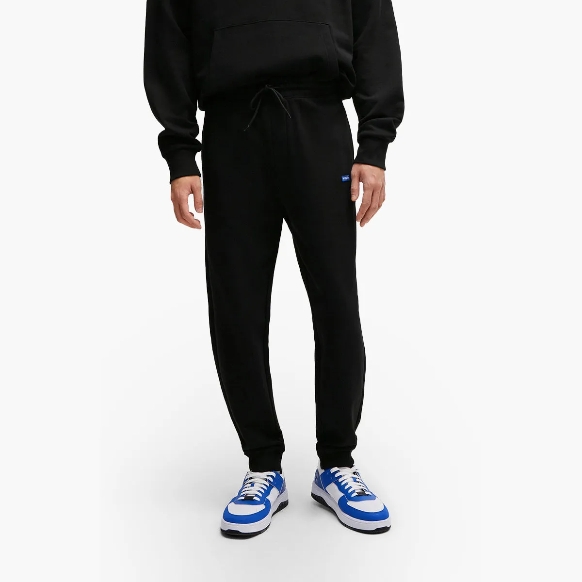 Cotton-Terry Tracksuit Bottoms With Blue Logo Patch