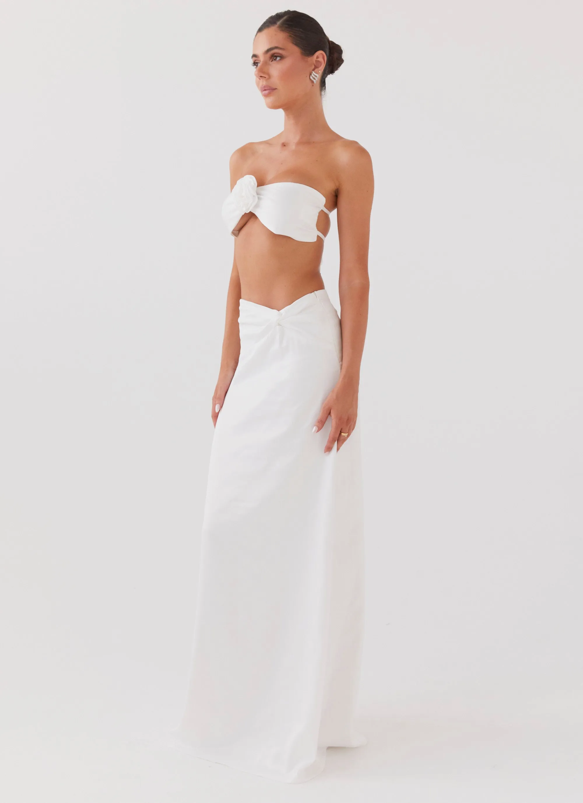 Crescent Light Twist Maxi Skirt - Ivory