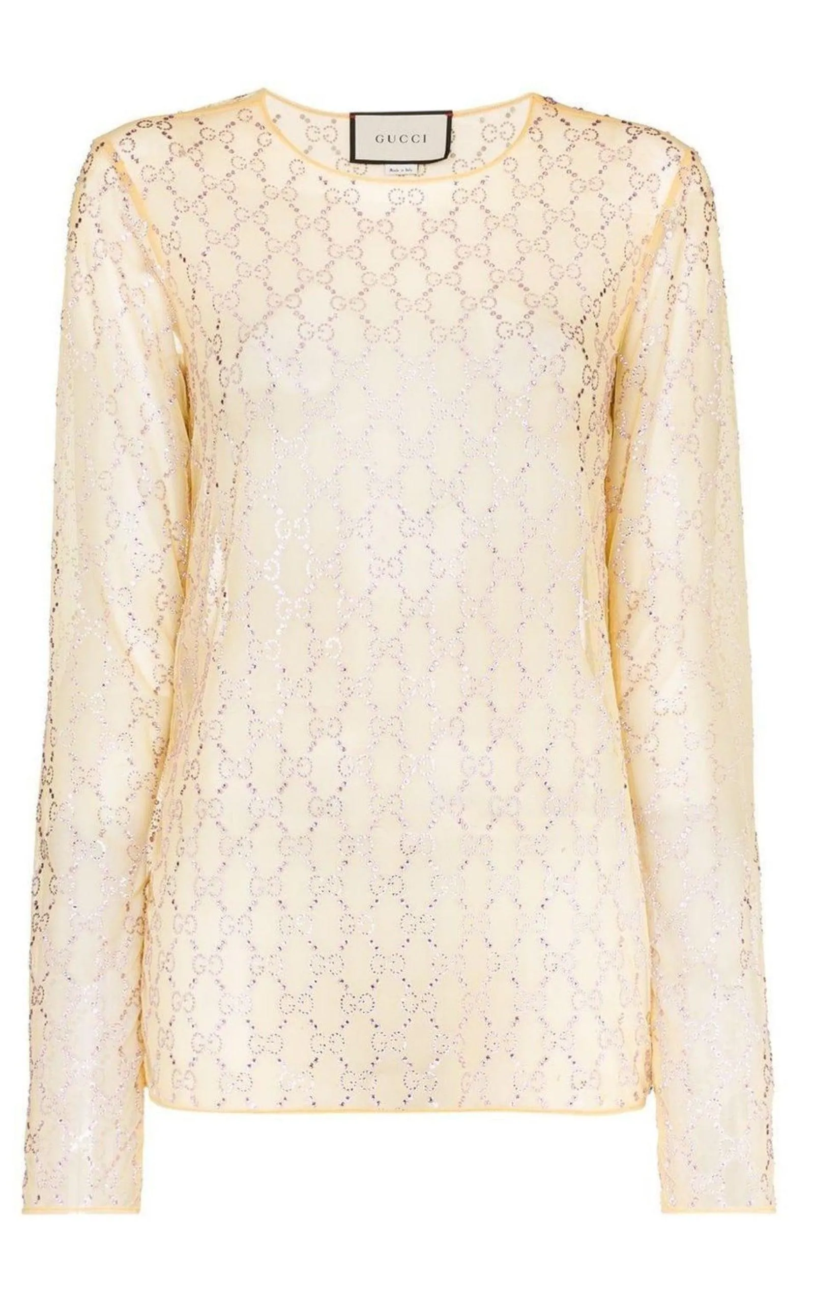 Crystal Embroidered Sheer Tulle Top