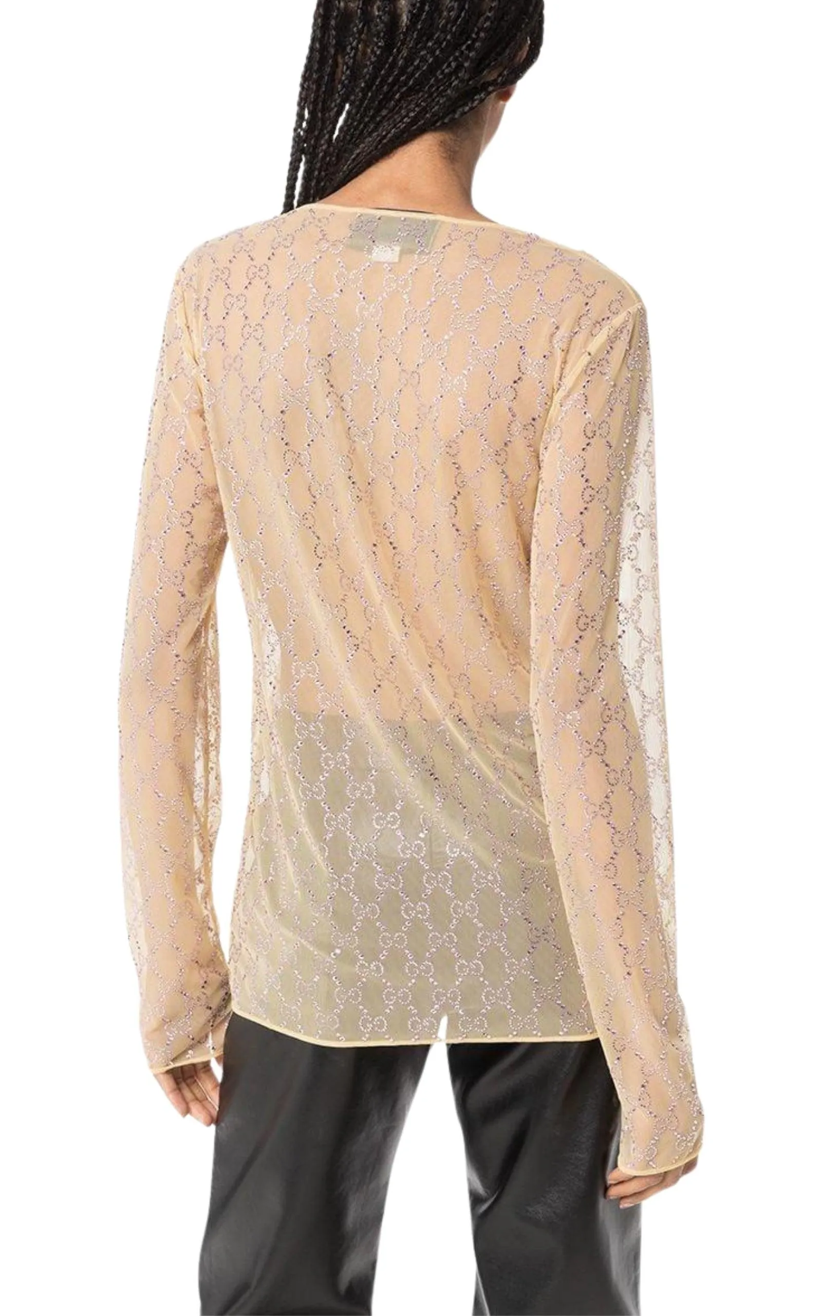 Crystal Embroidered Sheer Tulle Top