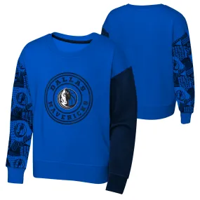 DALLAS MAVERICKS NIKE YOUTH LONG SLEEVE ROYAL BLUE CREW NECK