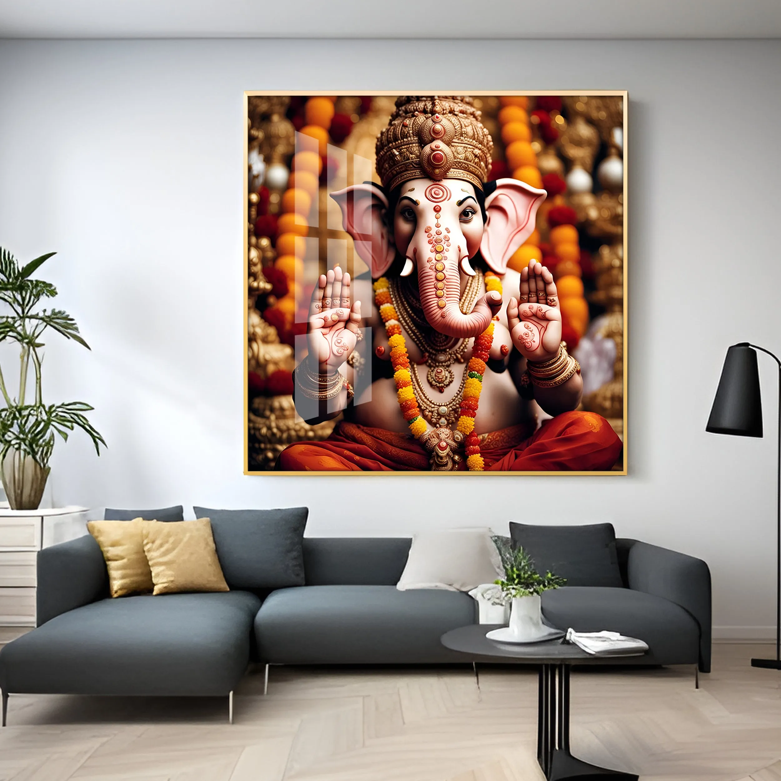 Divine Shri Ganesh Premium Acrylic Square Wall Art