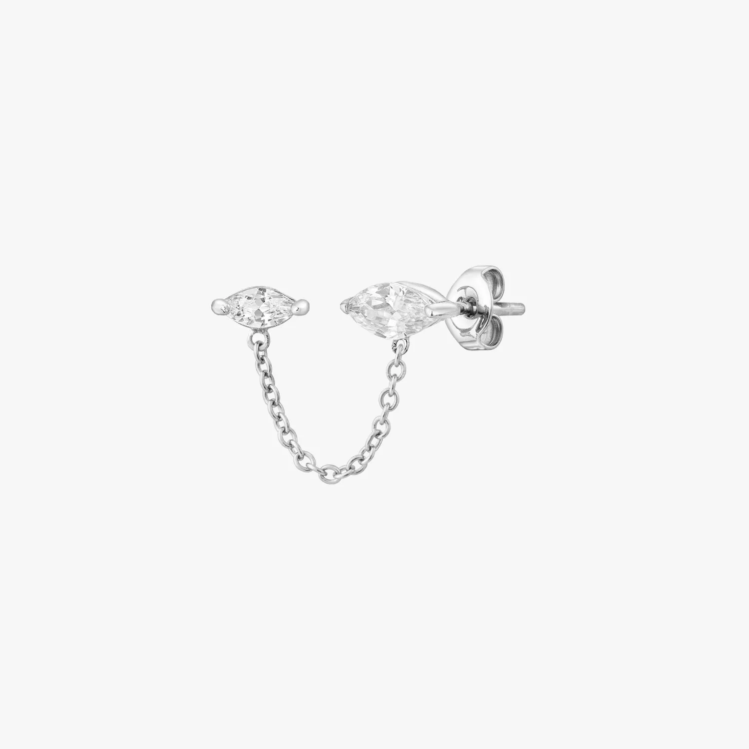 Double Marquise Chain Stud Earring