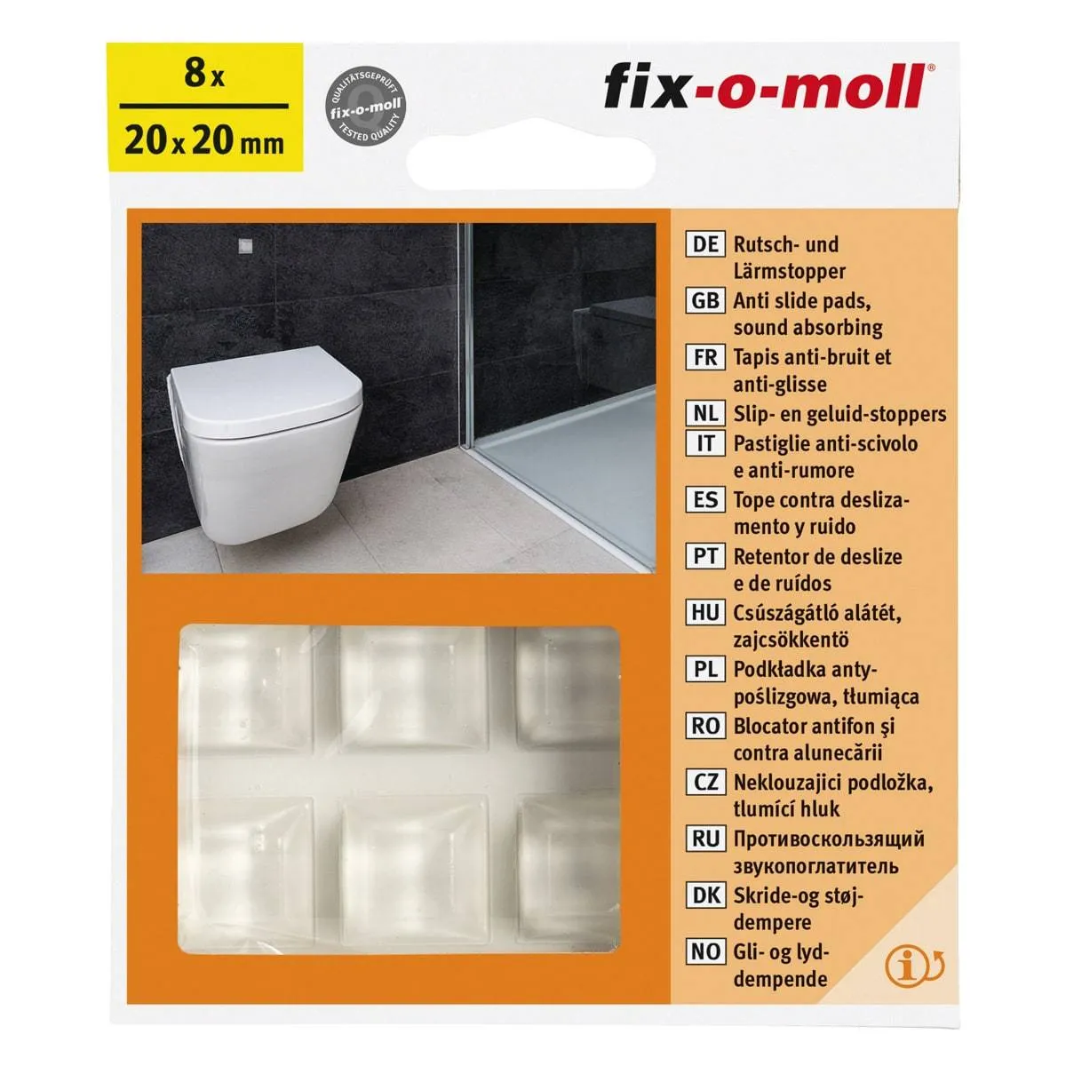 Fix-O-Moll Non Skid Pads Adhesive Transparent 20 X 20 mm