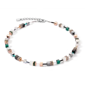 GeoCUBE® Iconic necklace rose gold white & dark green