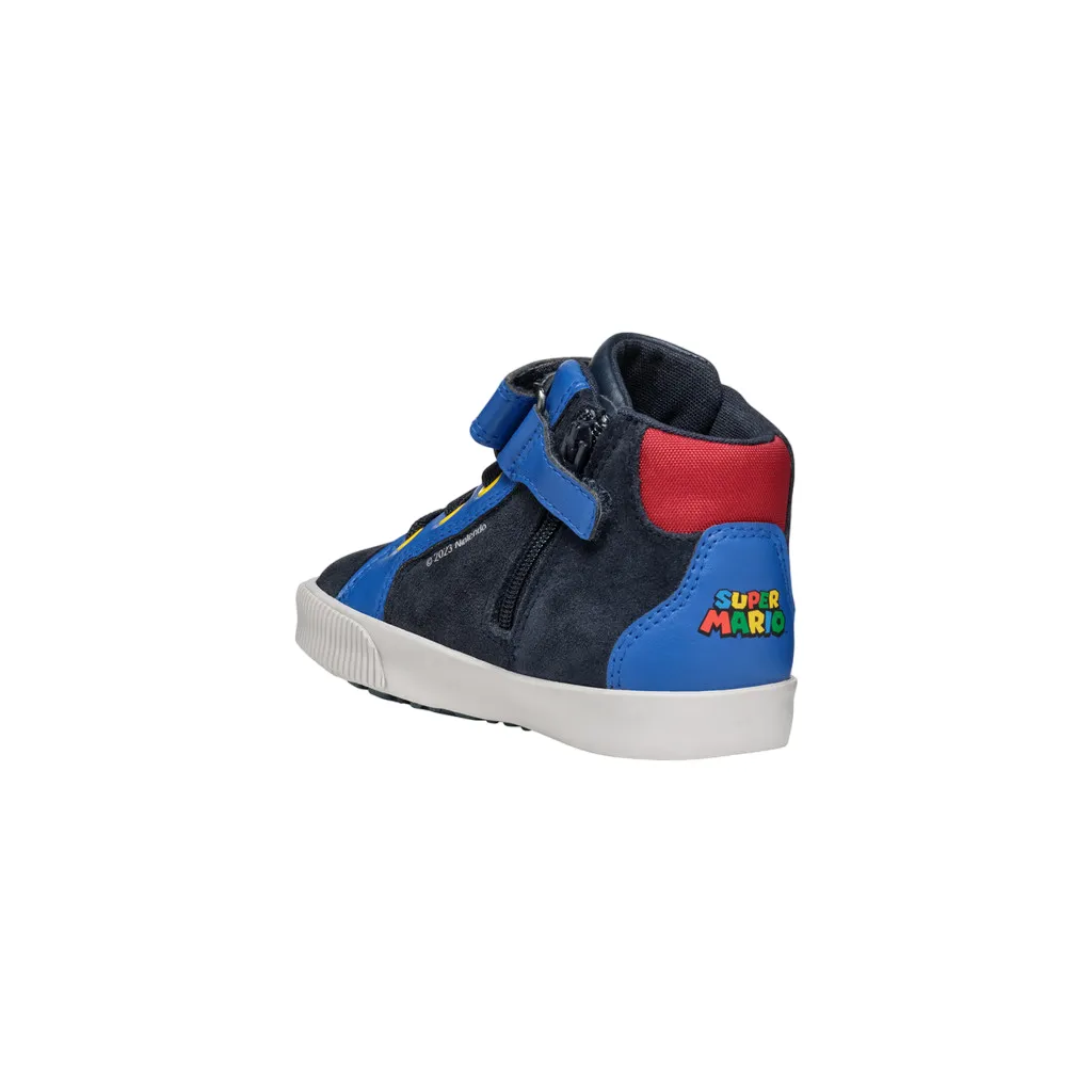 Geox scarpa sneaker alta da bambino Nintendo Supermario Kilwi B46A7B blu-azzurro