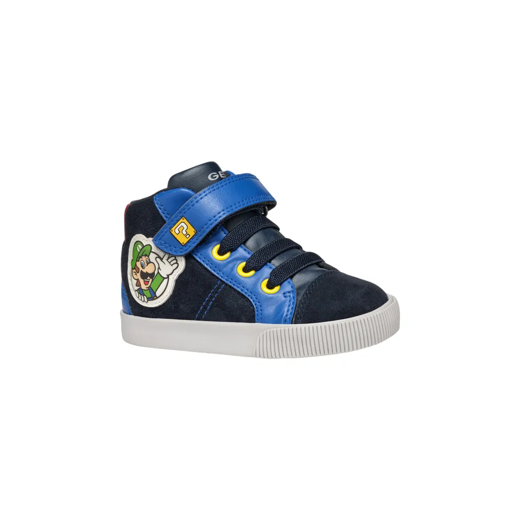 Geox scarpa sneaker alta da bambino Nintendo Supermario Kilwi B46A7B blu-azzurro