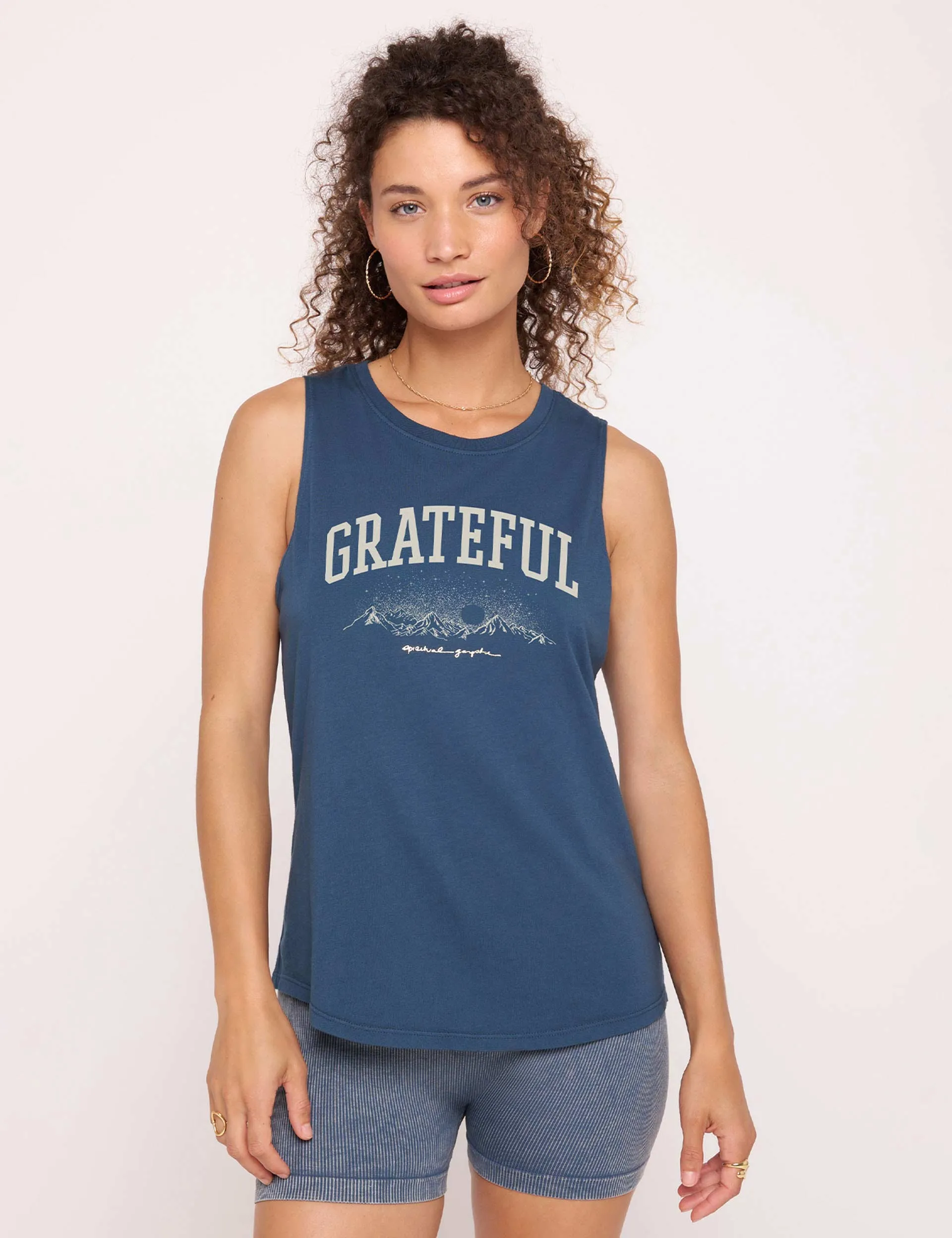 Grateful Jade Muscle Tank - Orion Blue