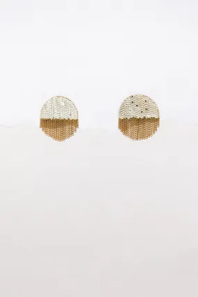 Half Circle Stud Earrings, brass   silver