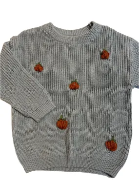 Hand Knit Blue Pumpkin Sweater