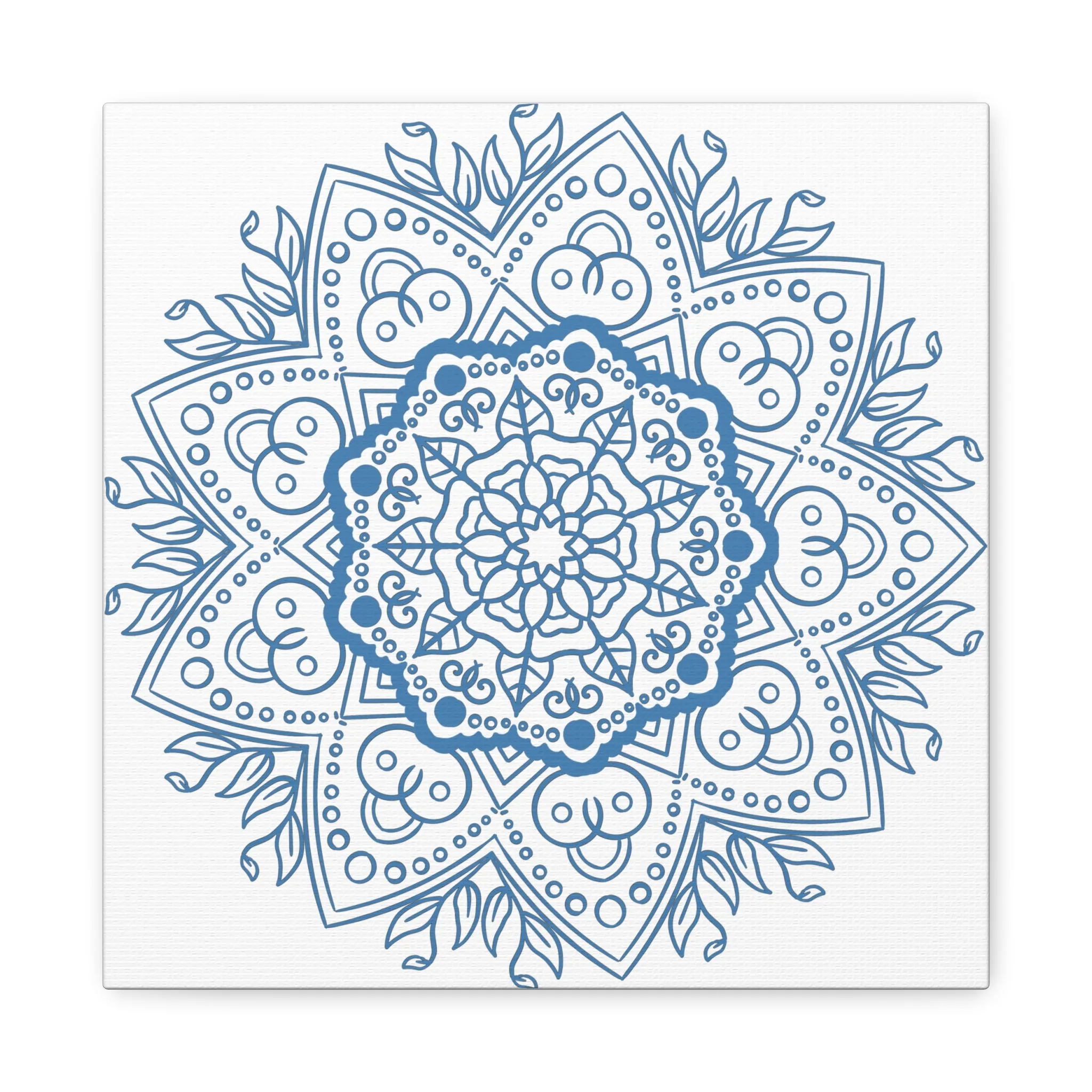 Handmade Mandala Wall Art - Steel Blue - Matte Canvas, Stretched