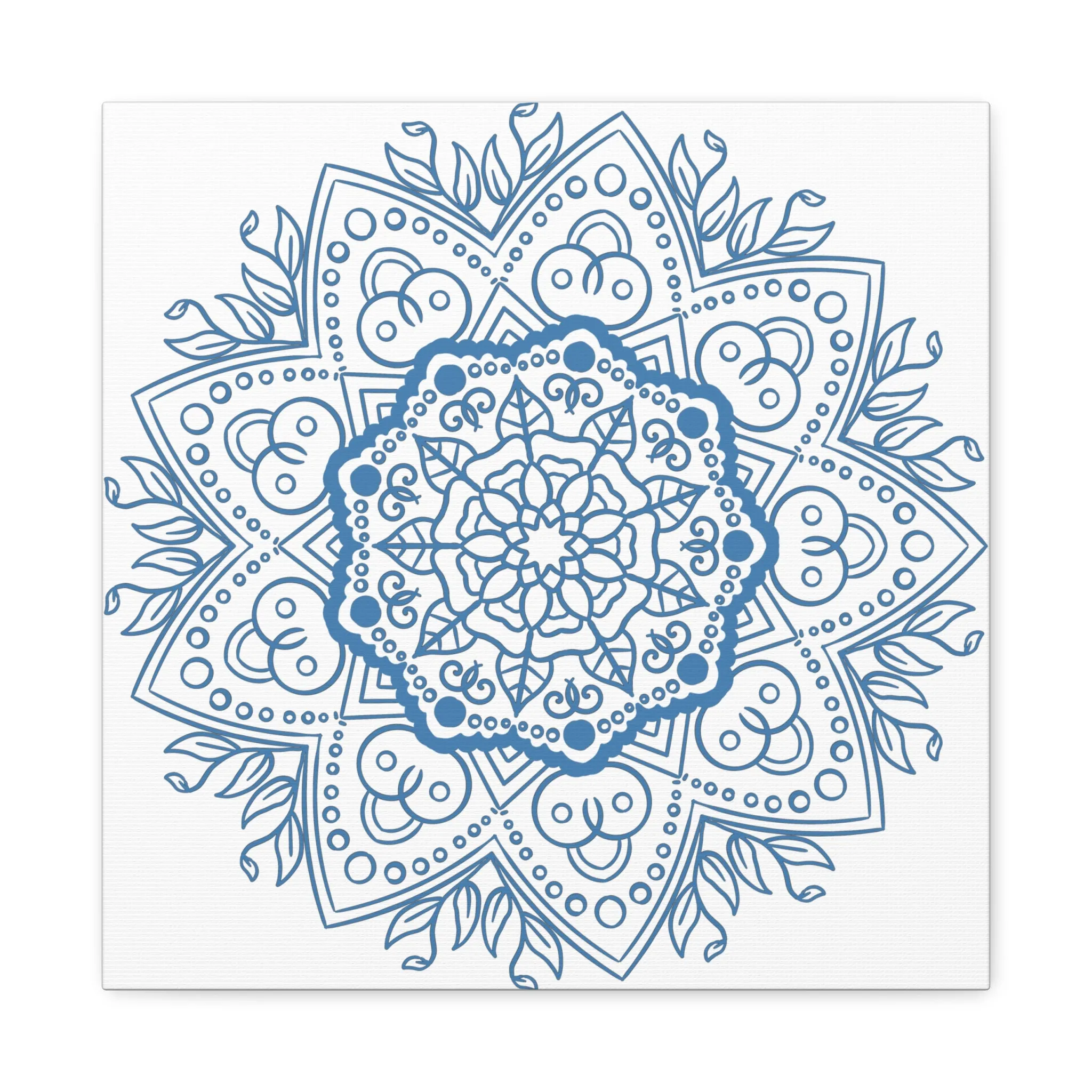 Handmade Mandala Wall Art - Steel Blue - Matte Canvas, Stretched