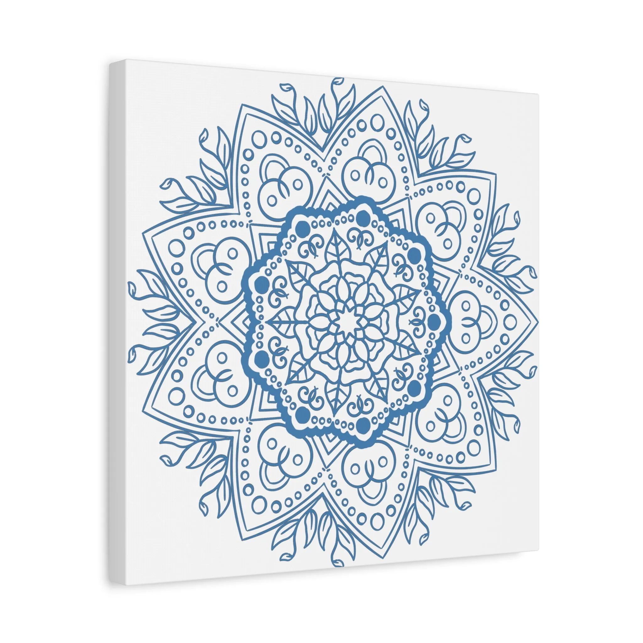 Handmade Mandala Wall Art - Steel Blue - Matte Canvas, Stretched