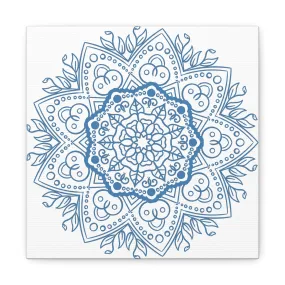 Handmade Mandala Wall Art - Steel Blue - Matte Canvas, Stretched