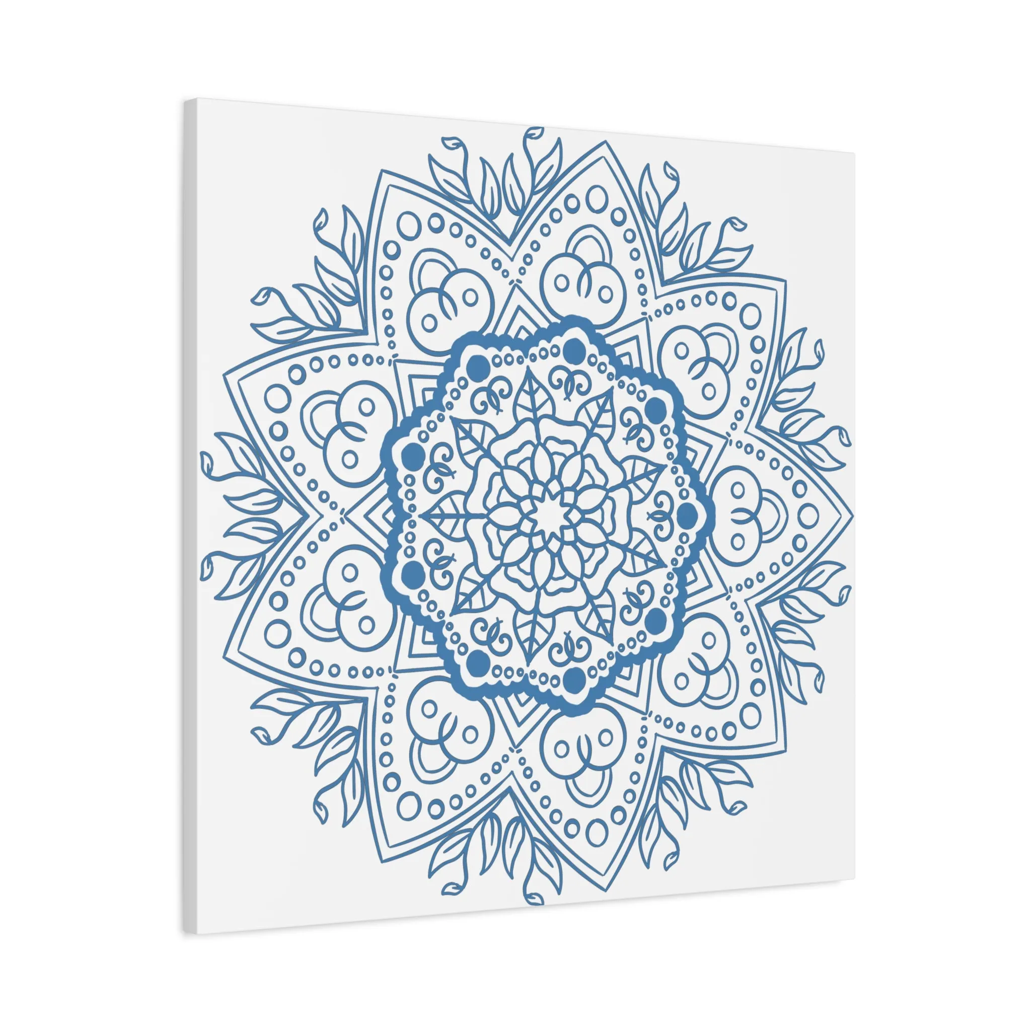 Handmade Mandala Wall Art - Steel Blue - Matte Canvas, Stretched