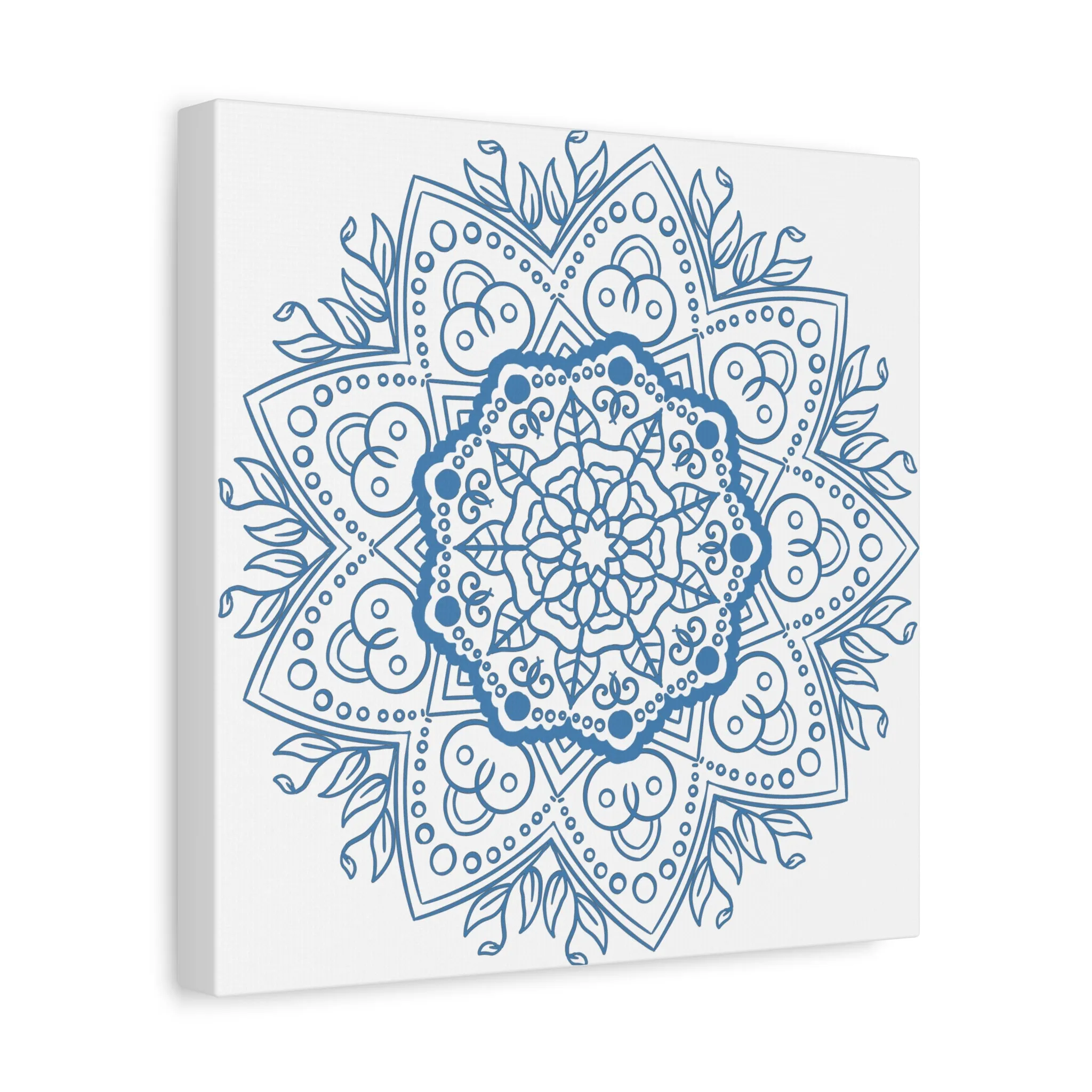 Handmade Mandala Wall Art - Steel Blue - Matte Canvas, Stretched