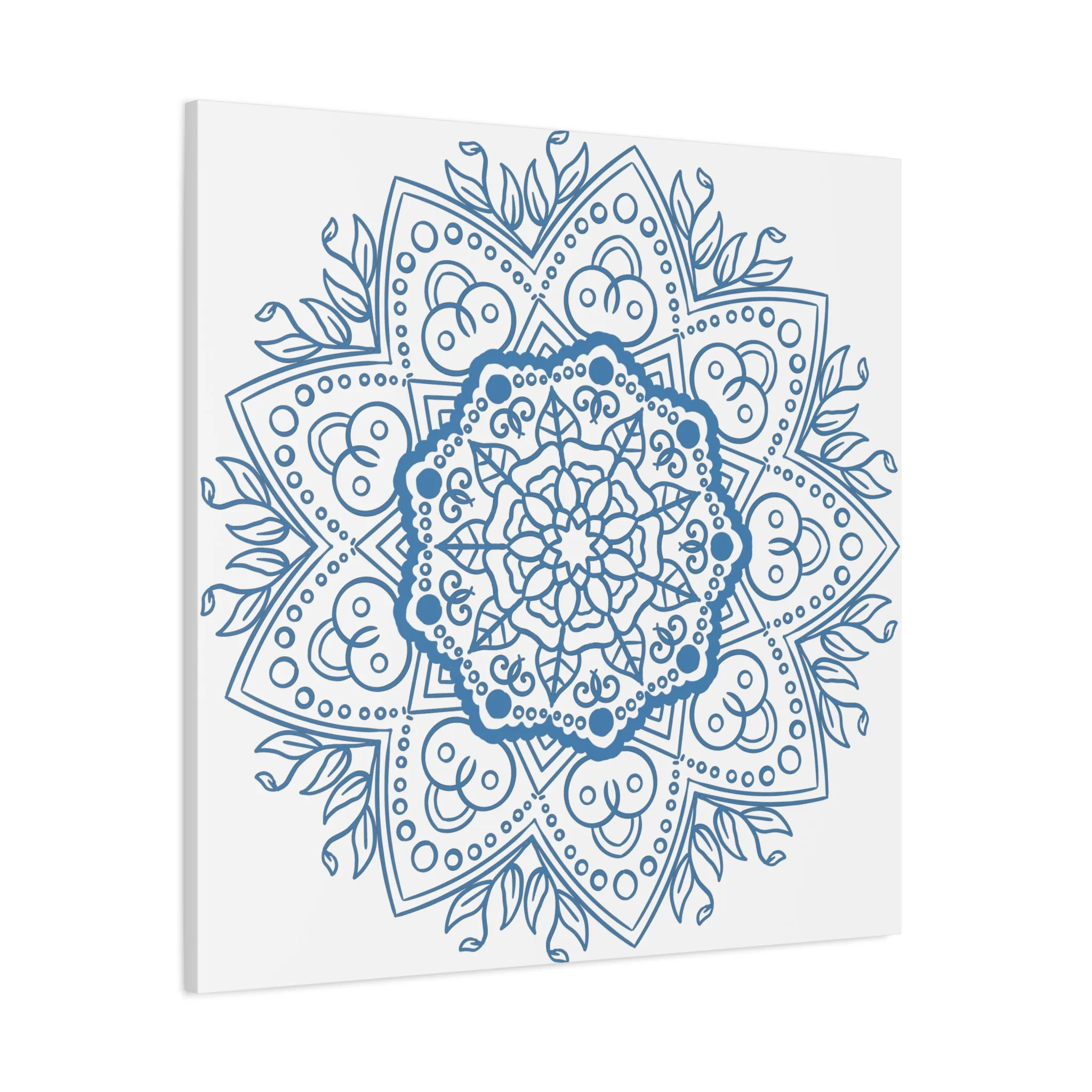 Handmade Mandala Wall Art - Steel Blue - Matte Canvas, Stretched