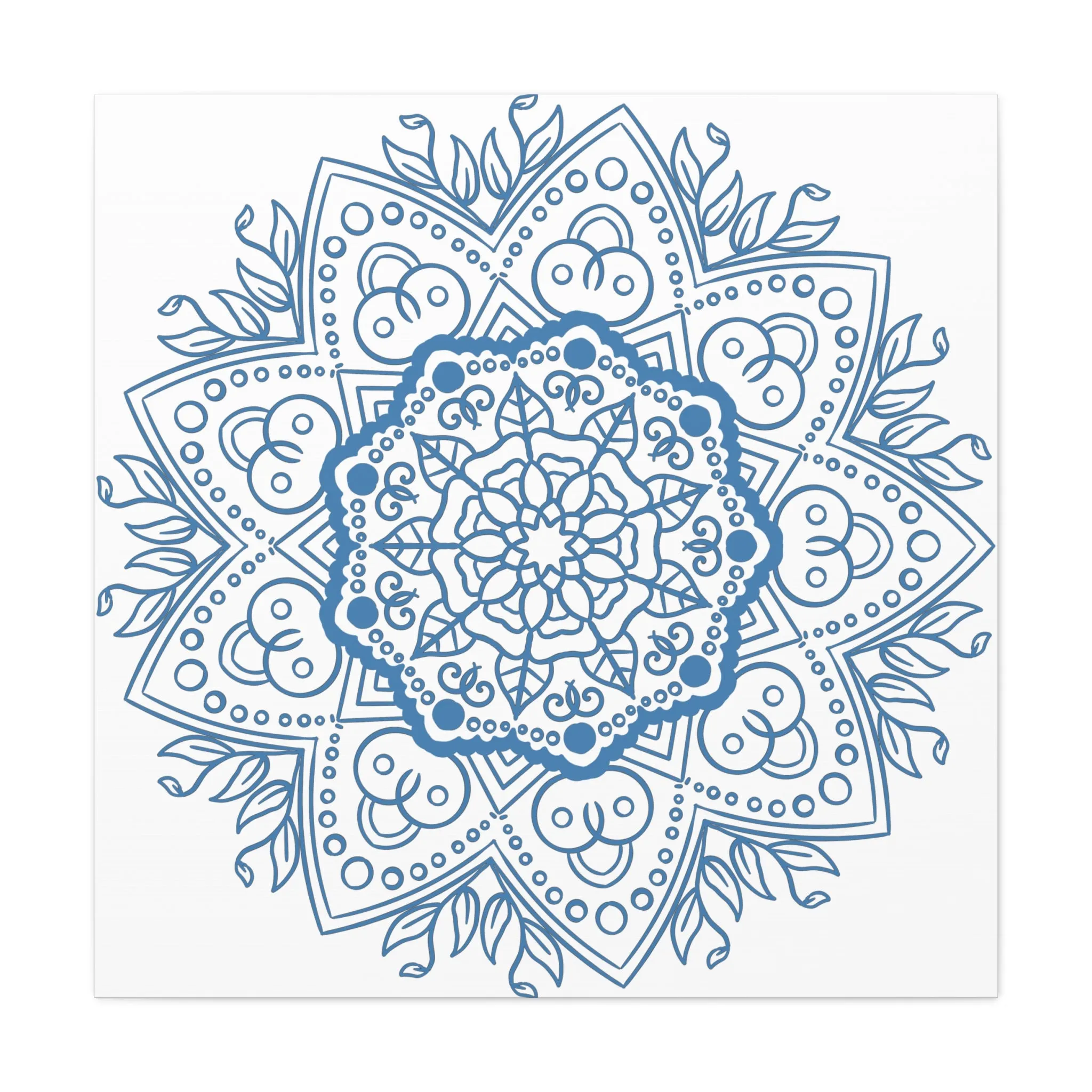 Handmade Mandala Wall Art - Steel Blue - Matte Canvas, Stretched