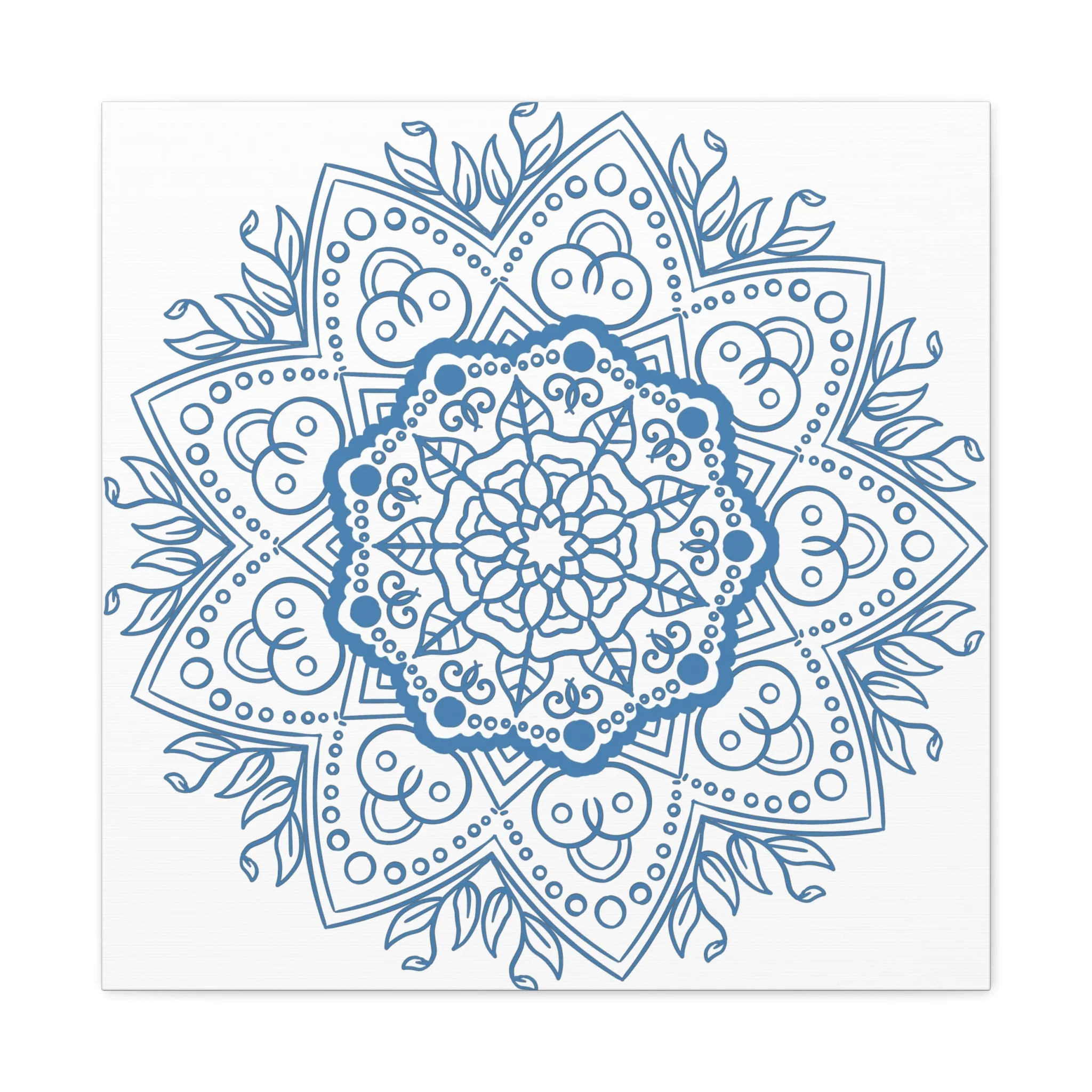 Handmade Mandala Wall Art - Steel Blue - Matte Canvas, Stretched