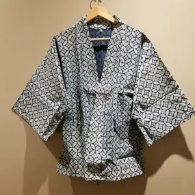 Indigo Hanabishi crest on cloisonne Noragi Kimono (M)