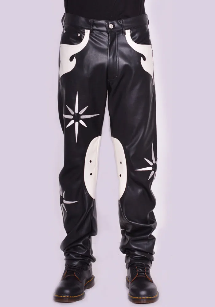 KUSIKOHC KUW3PT04KR-C4001.999 KSK FLOWER RIDER FAUX LEATHER PANTS BLACK