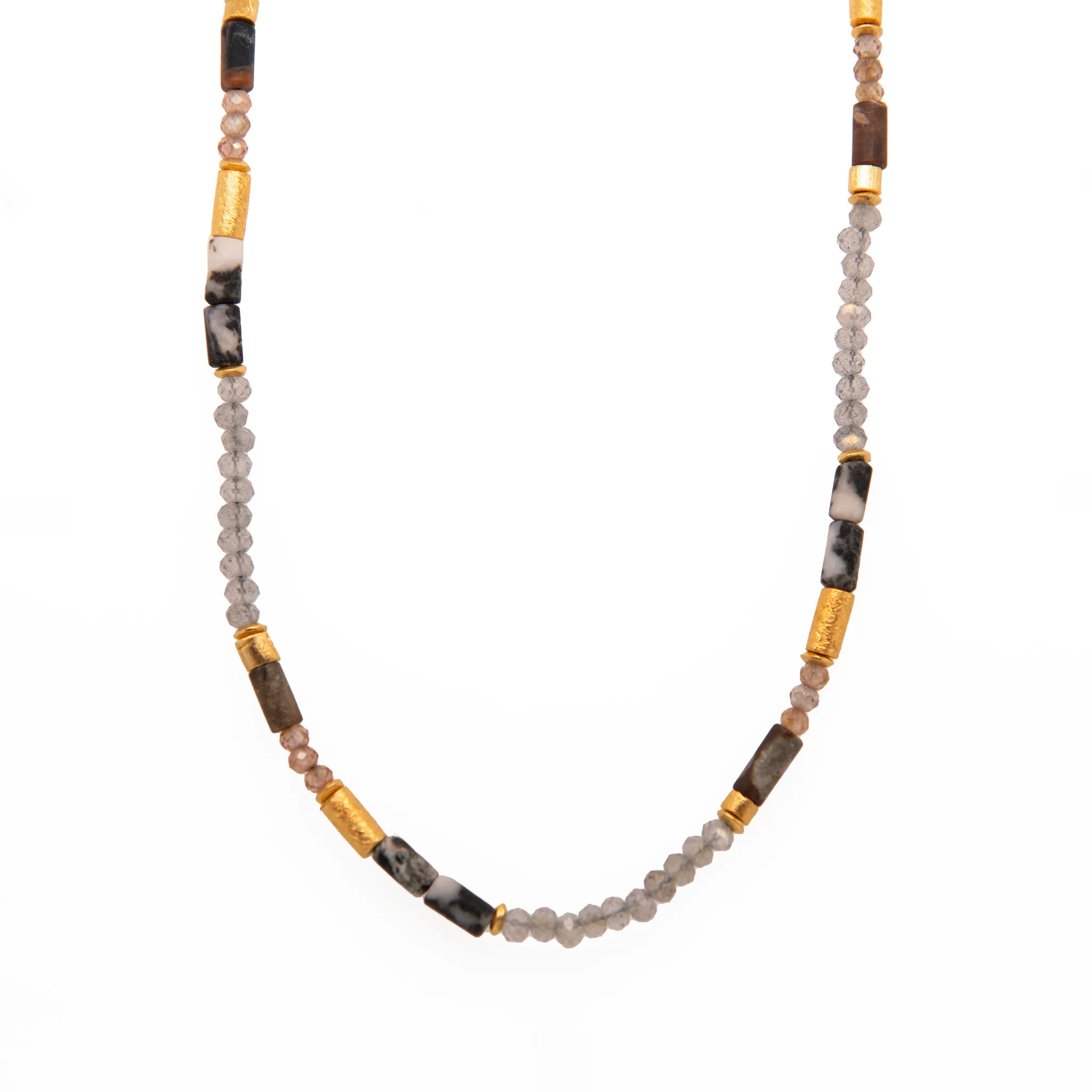 Labradorite, Jasper and Zircon 3mm Necklace 24K Fair Trade Gold Vermeil