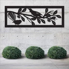 Large Tui and Fantail on Pohutukawa Wall Panel