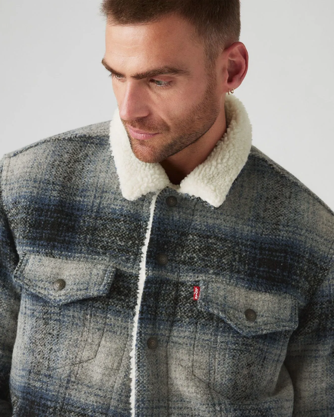 Levi's Type III Sherpa Jacket - Westin Plaid / Car Park Grey