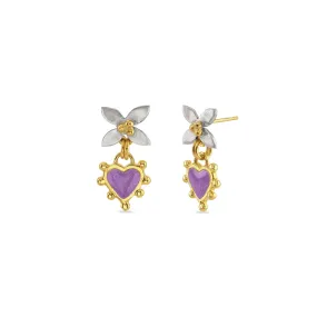 Lilac Boho Heart Mini Floris Earrings