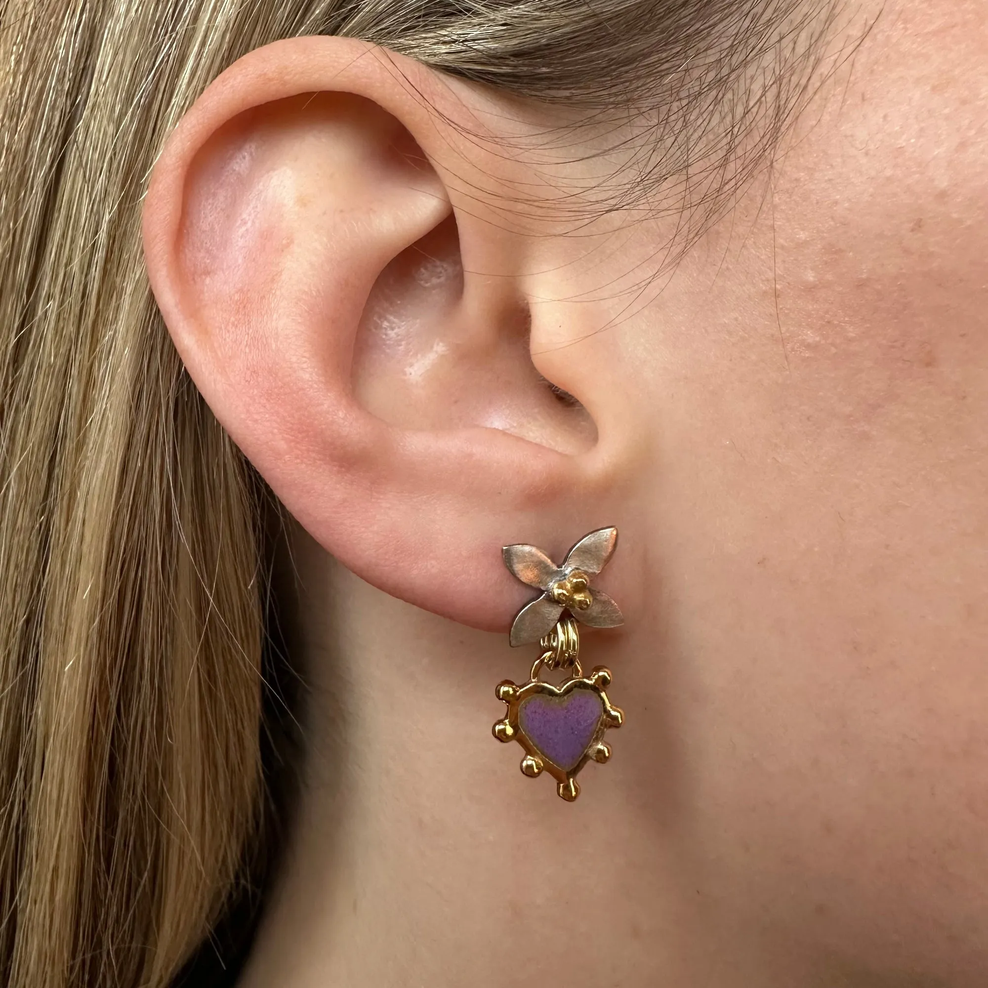 Lilac Boho Heart Mini Floris Earrings