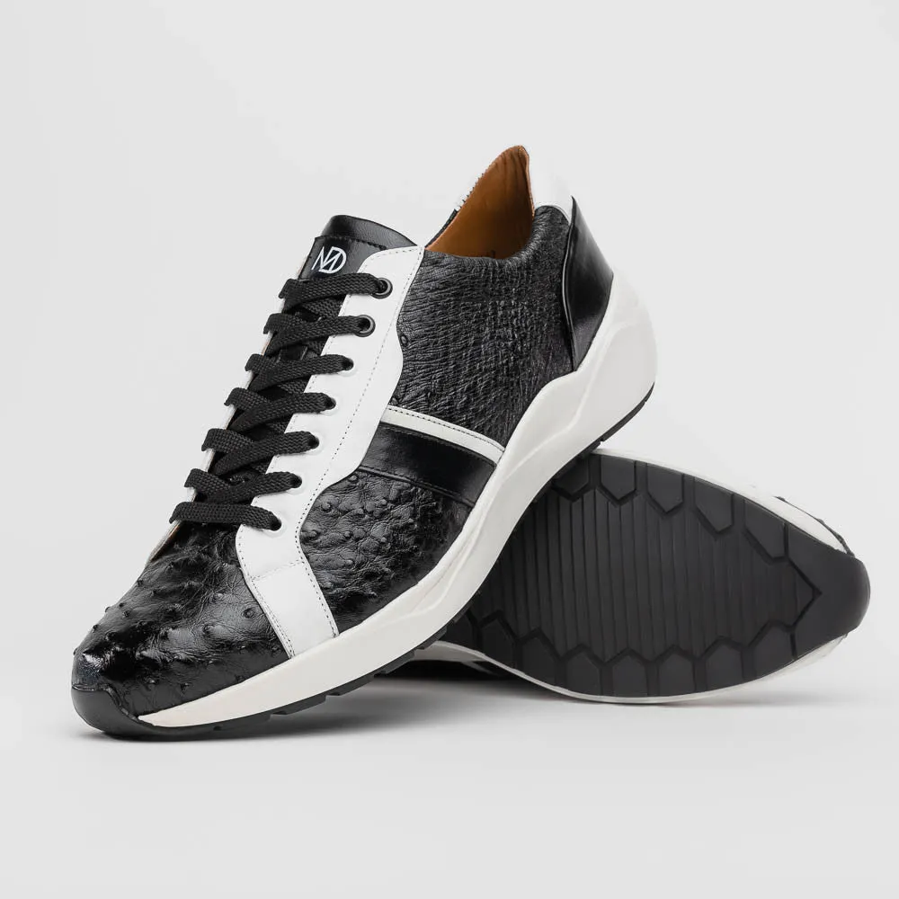 Marco Di Milano LYON II Ostrich and Calfskin Black/White Sneakers