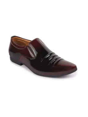 Men Brown Casual Patent Leather Slip-On Loafers