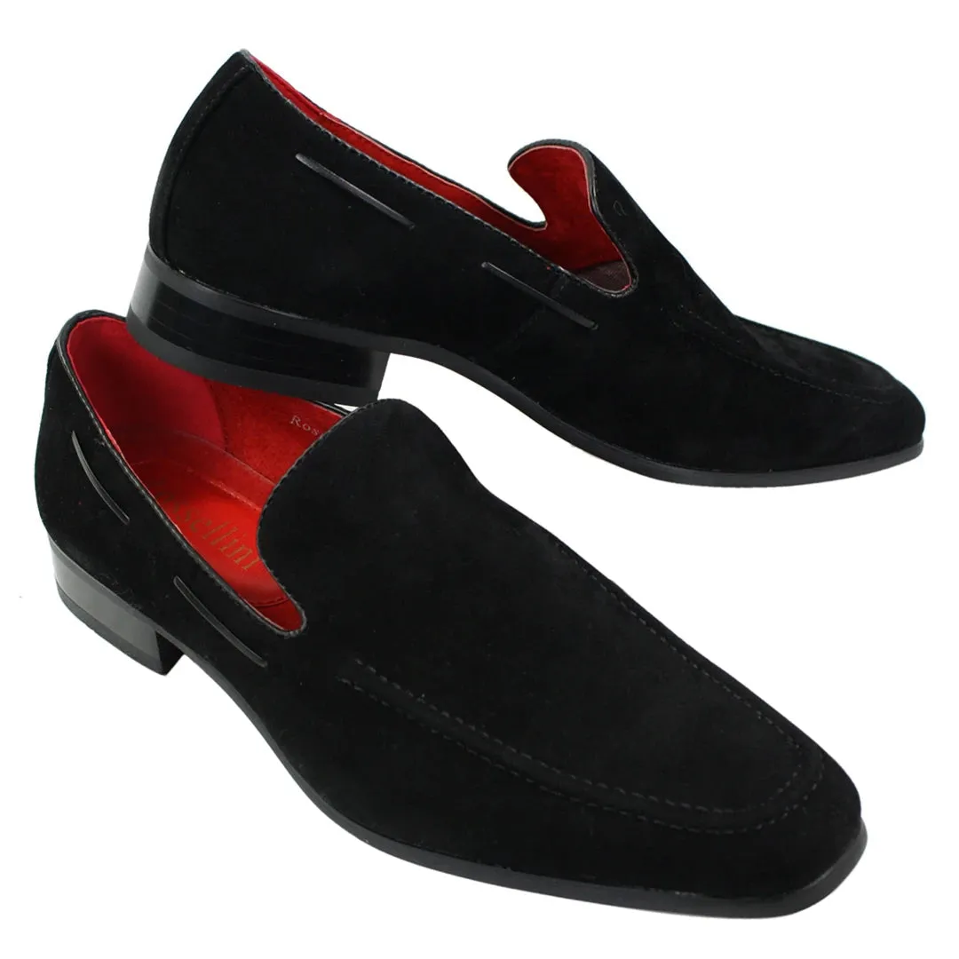 Mens Suede Slip On Loafers Driving Shoes Formal Smart Casual Leather Italian