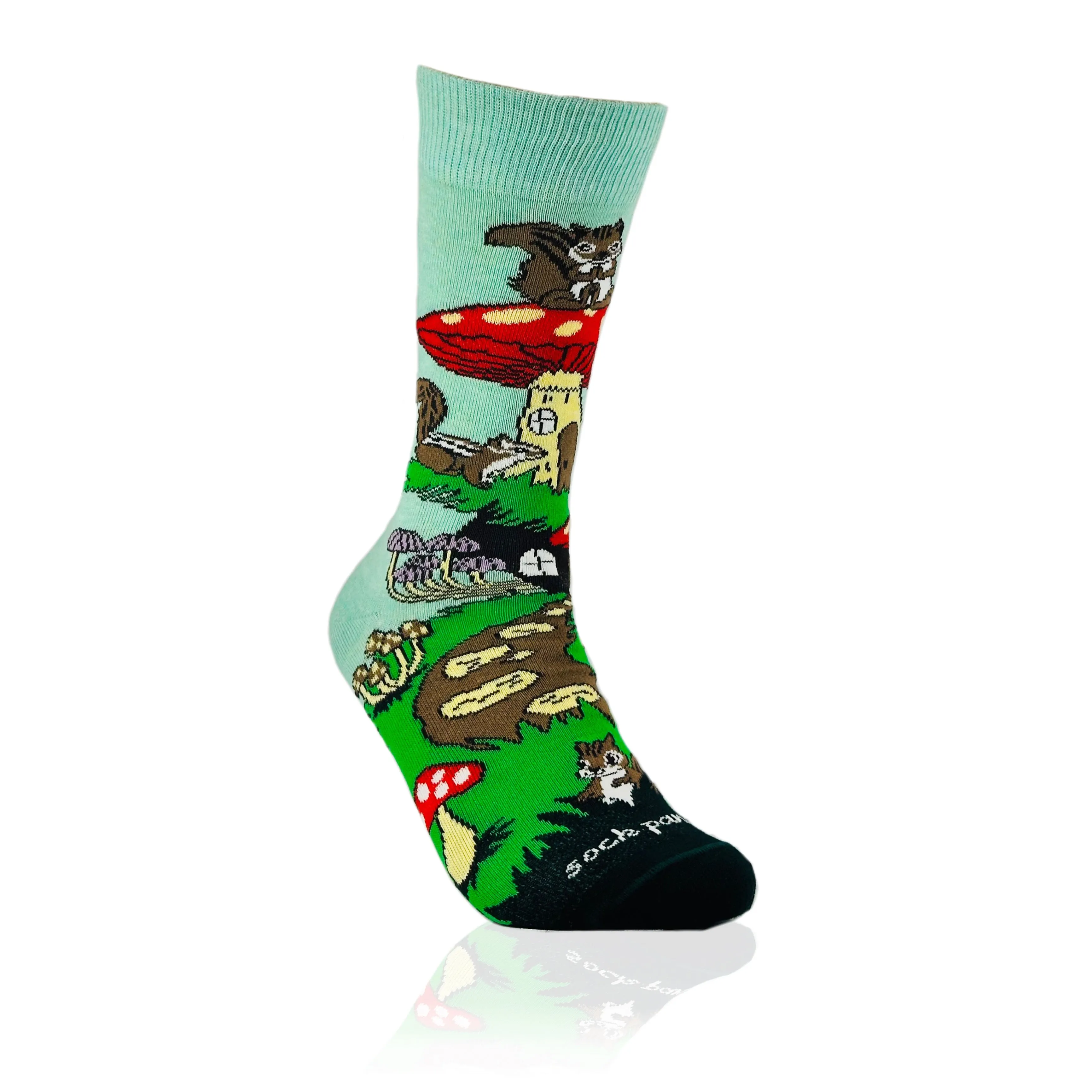 Mushroom Squirrel Home Socks from the Sock Panda (Adult Medium - Women's Shoe Sizes 5-10)