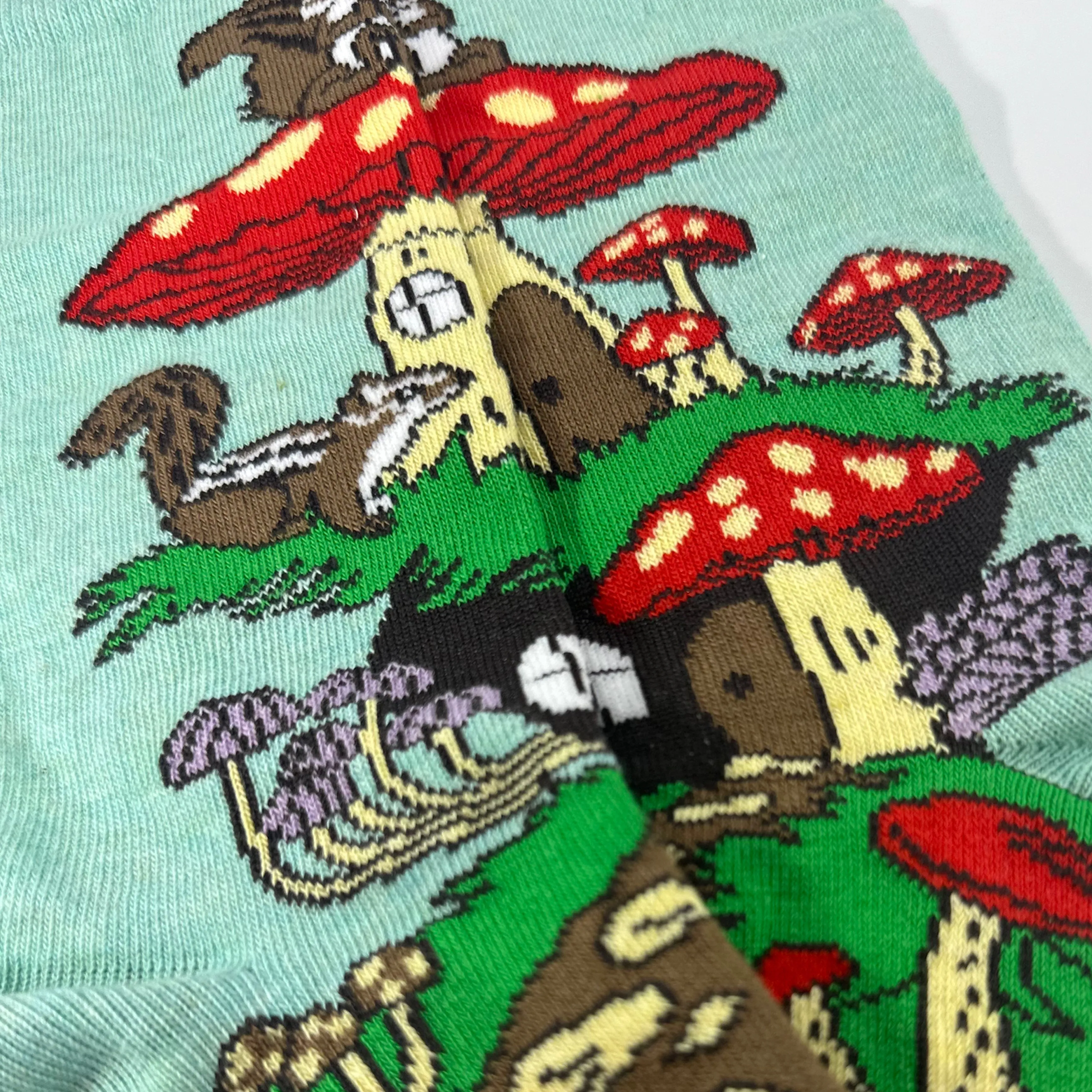 Mushroom Squirrel Home Socks from the Sock Panda (Adult Medium - Women's Shoe Sizes 5-10)