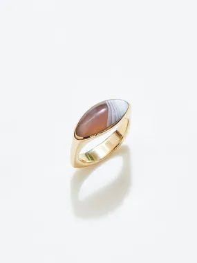 Pilar Ring in 10k Yellow and Botswana Agate, Size 6.5