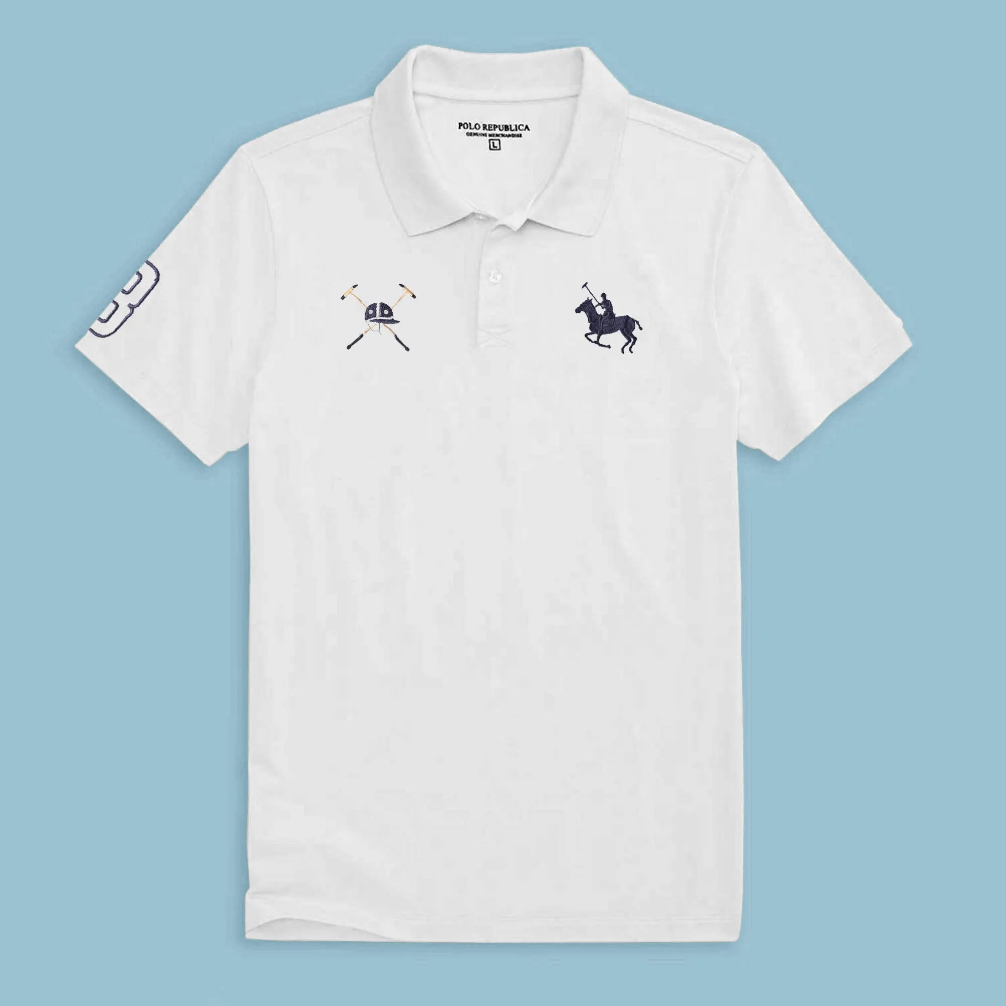 Polo Republica Men's Horse Rider & Mallet 8 Embroidered Short Sleeve Polo Shirt