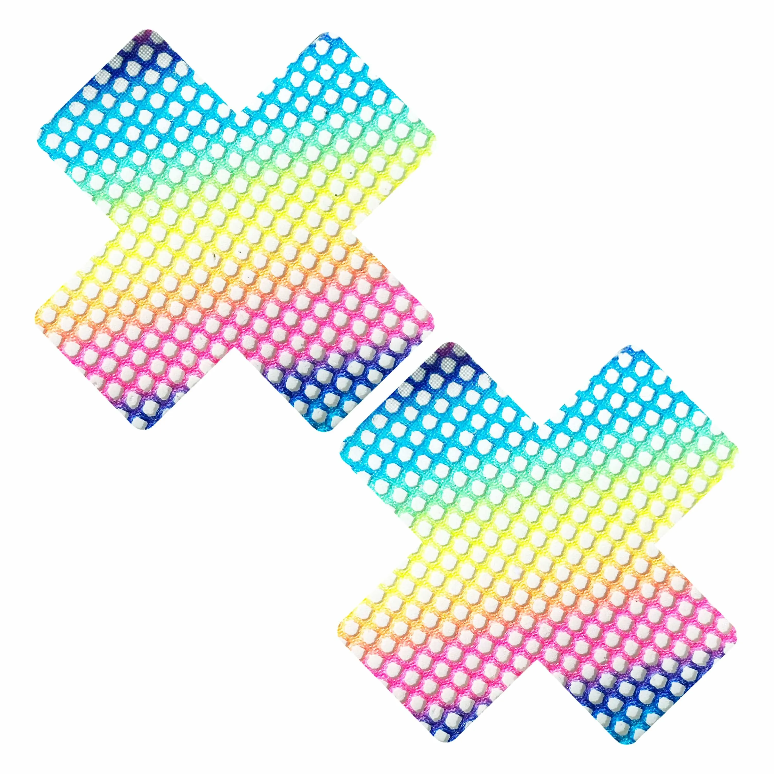 Rainbow Prism Pop Neon Mesh Blacklight X Nipple Cover Pasties