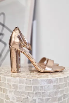 Regina Block Heel Sandals | Rose Gold