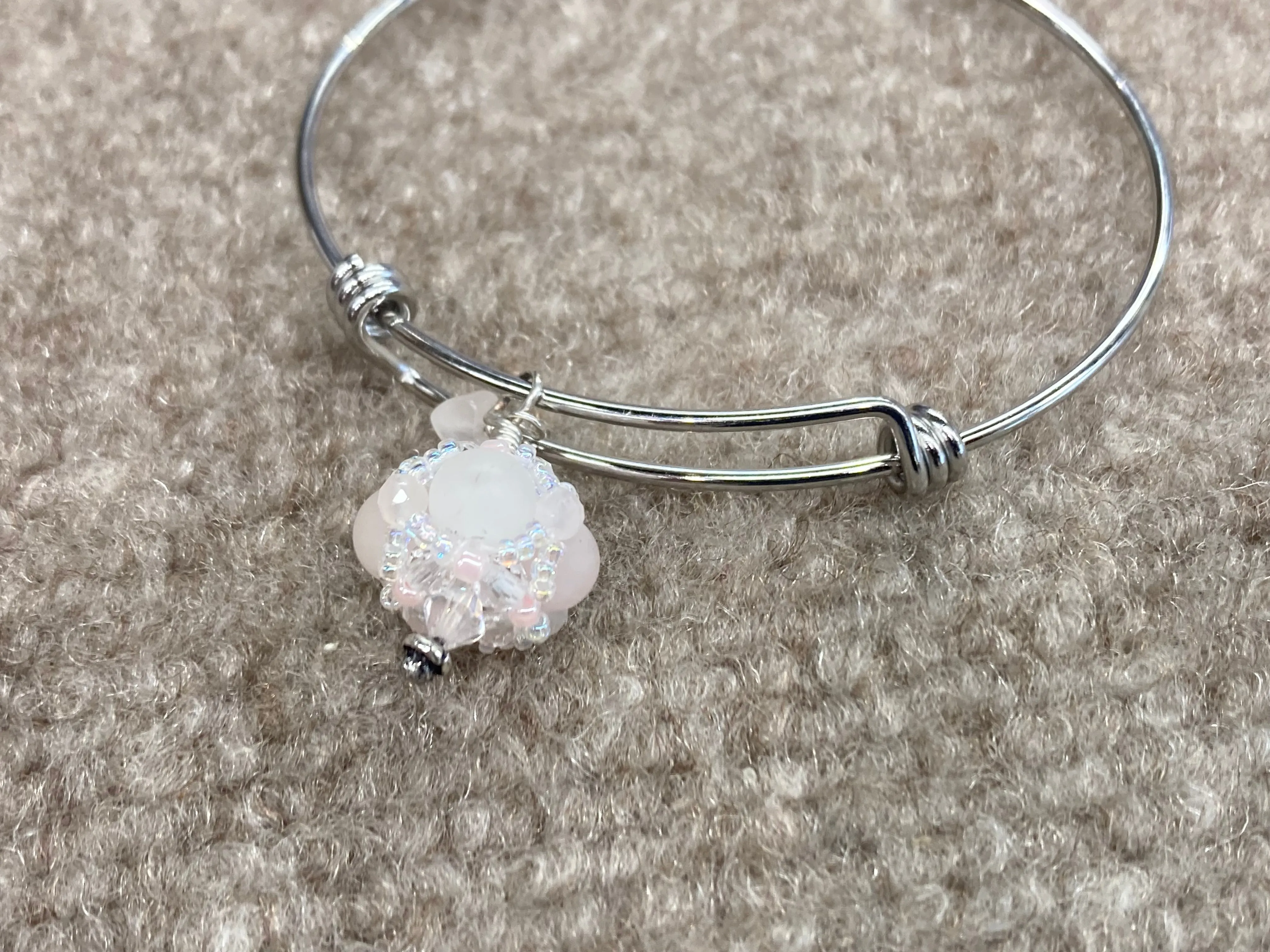 Rose Quartz Expandable Steel Bracelet