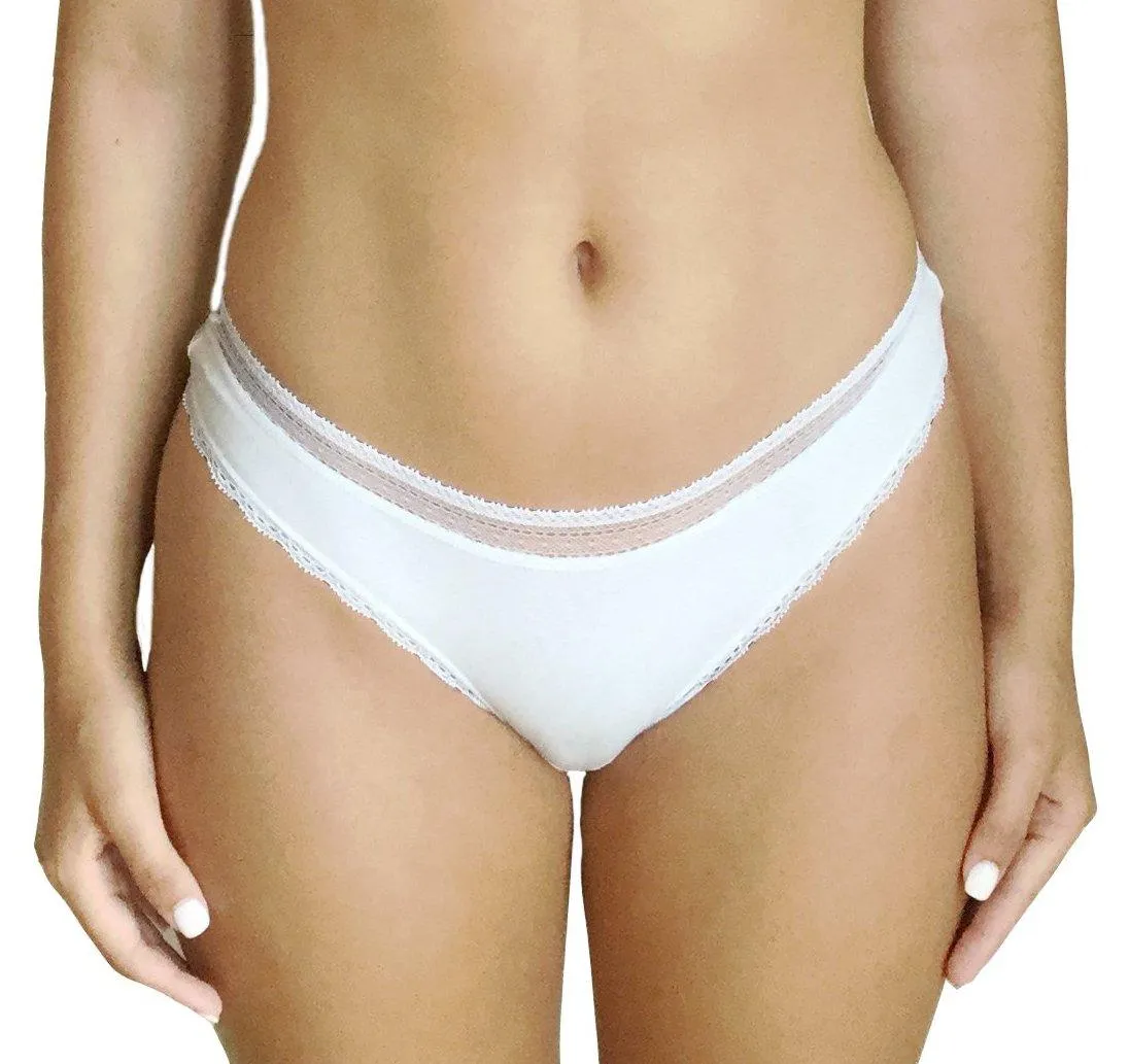 Serena Pima Cotton Lace Trim Thong - Clearance Rack