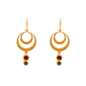 Strength Double Circle Wire Earrings 24K Gold Vermeil in Various Gemstones