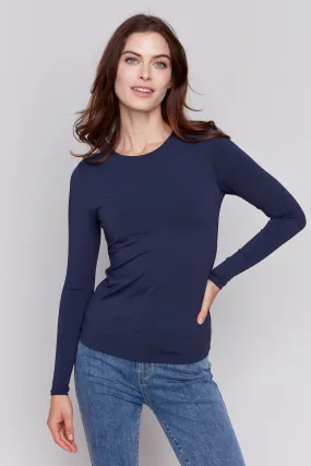 Super Stretch Knit Top Navy