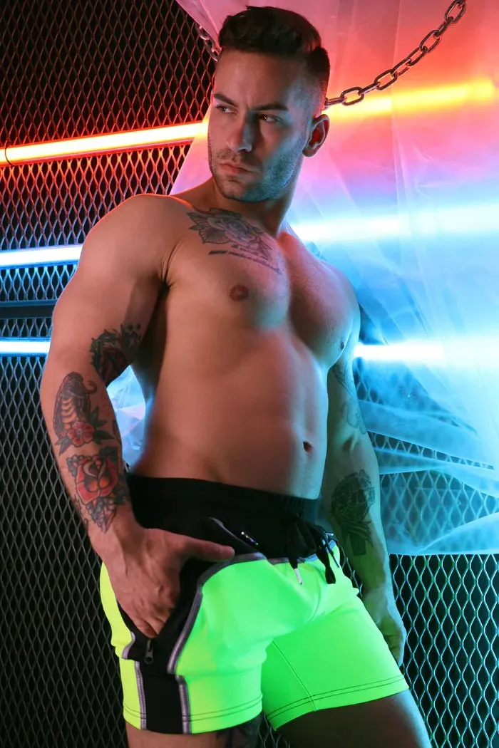 Swimwear BREEDWELL AKIRA UV Blacklight Reflective Neon Yellow Swim Shorts 31