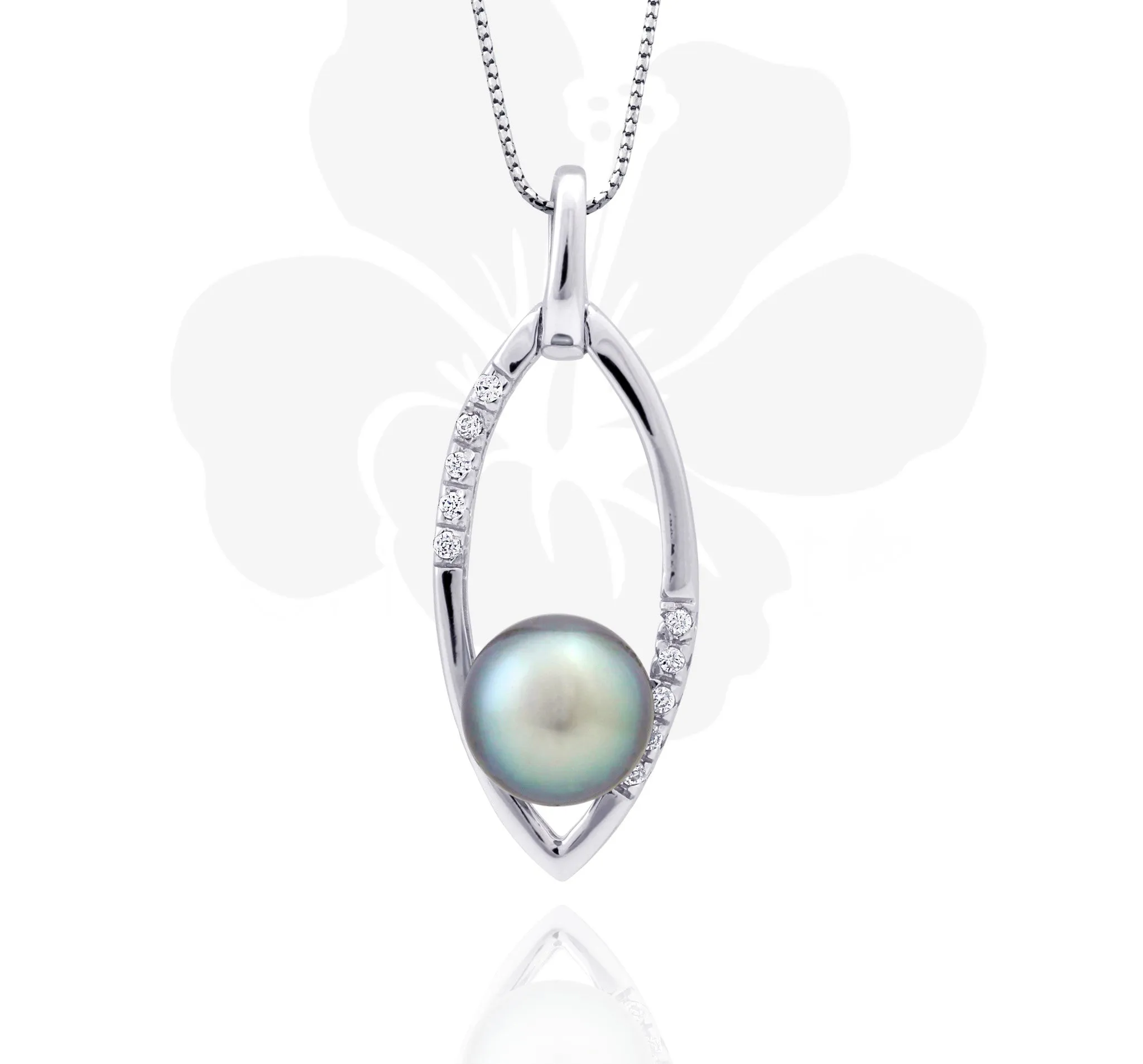 Tahitian pearl pendant in silver - Aloha! - PESZPE00080