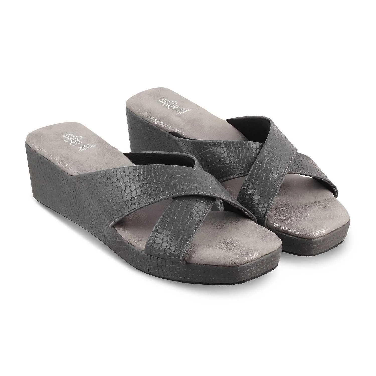 The Rew Grey Women's Dress Wedge Sandals Tresmode